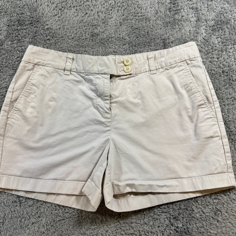 Vineyard Vines Womens Chino Shorts Size 8 Tan Cotton Stretch Preppy Logo